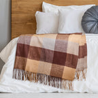Plaid Cashmere Throw Blanket with Fringe | 60 x 54 Inch Multi-Color Pattern Warm Blankets