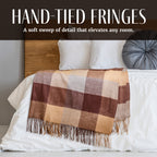 Plaid Cashmere Throw Blanket with Fringe | 60 x 54 Inch Multi-Color Pattern Warm Blankets