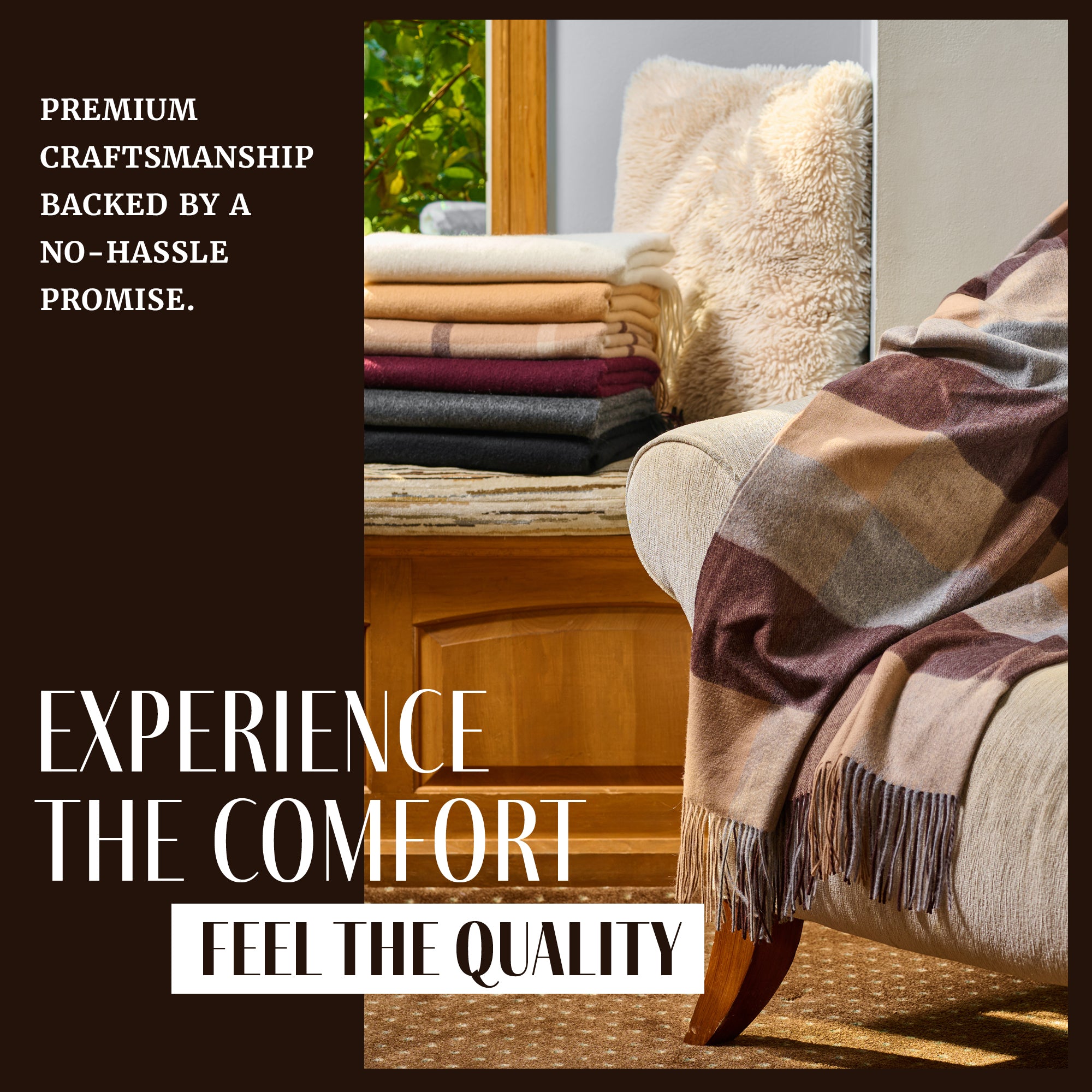 Plaid Cashmere Throw Blanket with Fringe | 60 x 54 Inch Multi-Color Pattern Warm Blankets