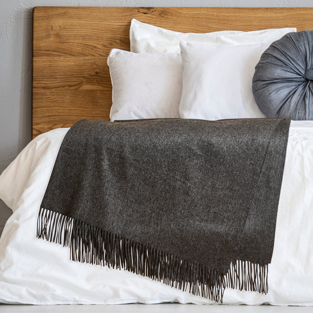 Solid Cashmere Throw Blanket with Fringe | 60 x 54 Inch Super Soft Warm Blankets & Throws