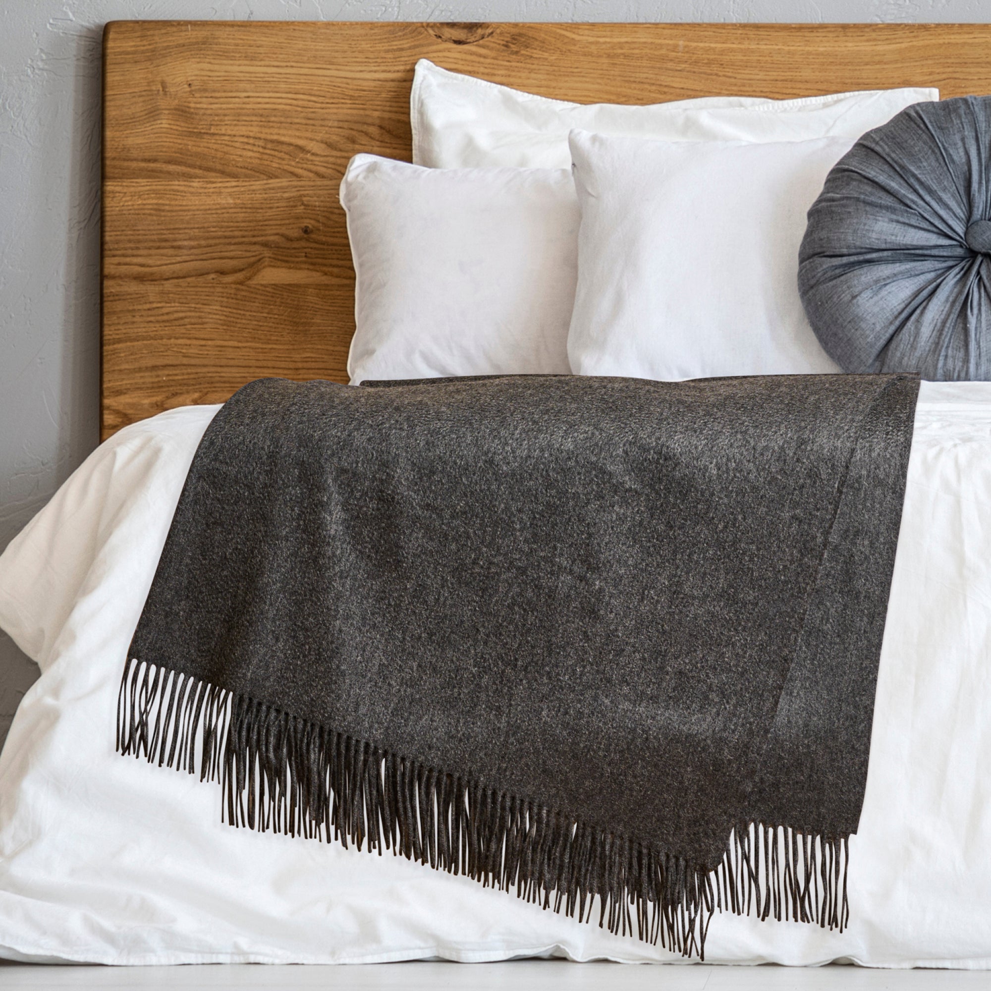 Solid Cashmere Throw Blanket with Fringe | 60 x 54 Inch Super Soft Warm Blankets & Throws