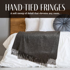 Solid Cashmere Throw Blanket with Fringe | 60 x 54 Inch Super Soft Warm Blankets & Throws