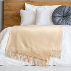 Solid Cashmere Throw Blanket with Fringe | 60 x 54 Inch Super Soft Warm Blankets & Throws