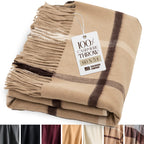 Cashmere Throw Blanket with Fringe | 60 x 54 Inch Super Soft Warm Blankets & Throws for Home, Travel