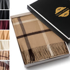 Plaid Cashmere Throw Blanket with Fringe | 60 x 54 Inch Multi-Color Pattern Warm Blankets