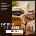 Plaid Cashmere Throw Blanket with Fringe | 60 x 54 Inch Multi-Color Pattern Warm Blankets