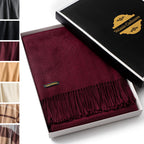Solid Cashmere Throw Blanket with Fringe | 60 x 54 Inch Super Soft Warm Blankets & Throws