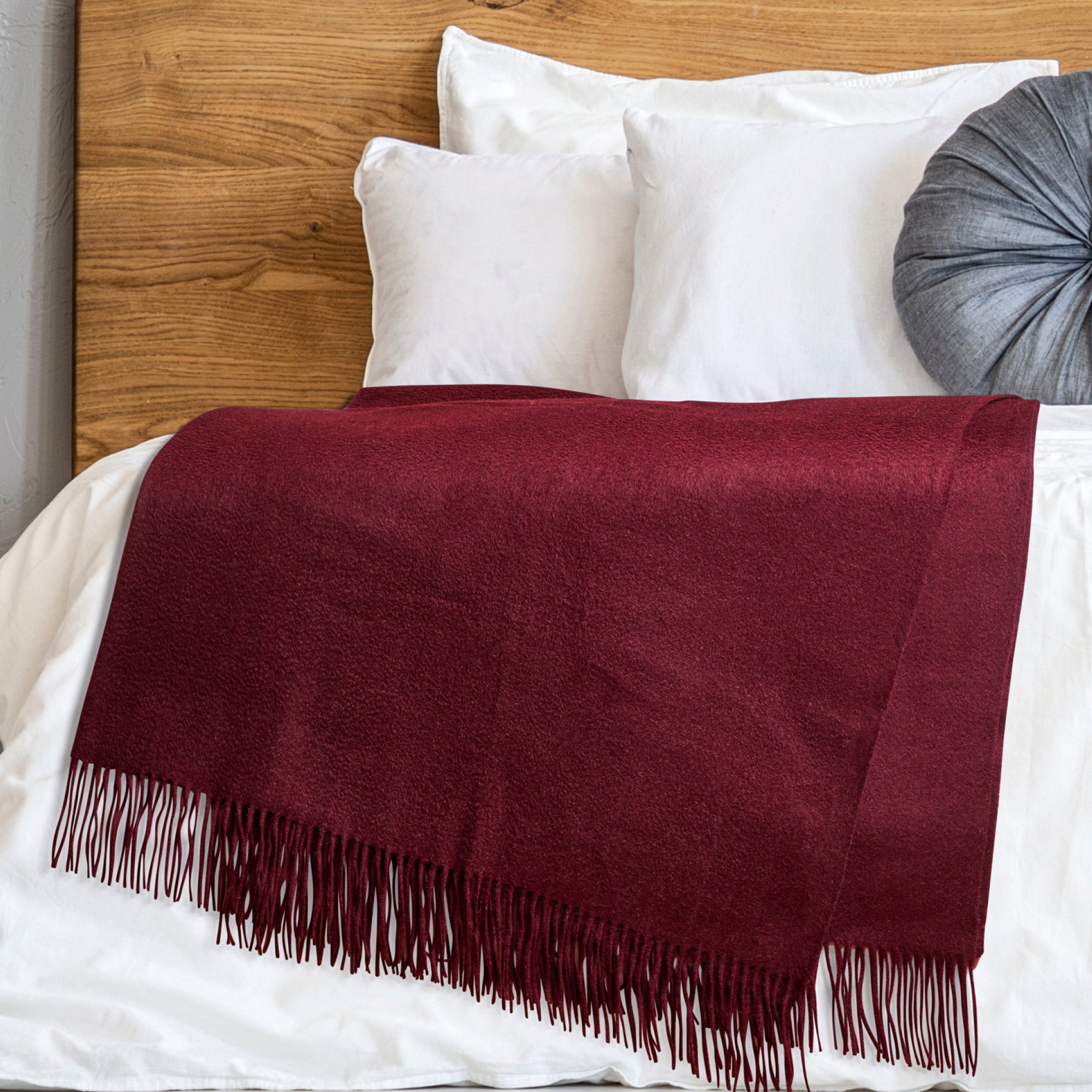 Solid Cashmere Throw Blanket with Fringe | 60 x 54 Inch Super Soft Warm Blankets & Throws
