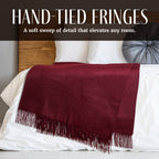 Solid Cashmere Throw Blanket with Fringe | 60 x 54 Inch Super Soft Warm Blankets & Throws