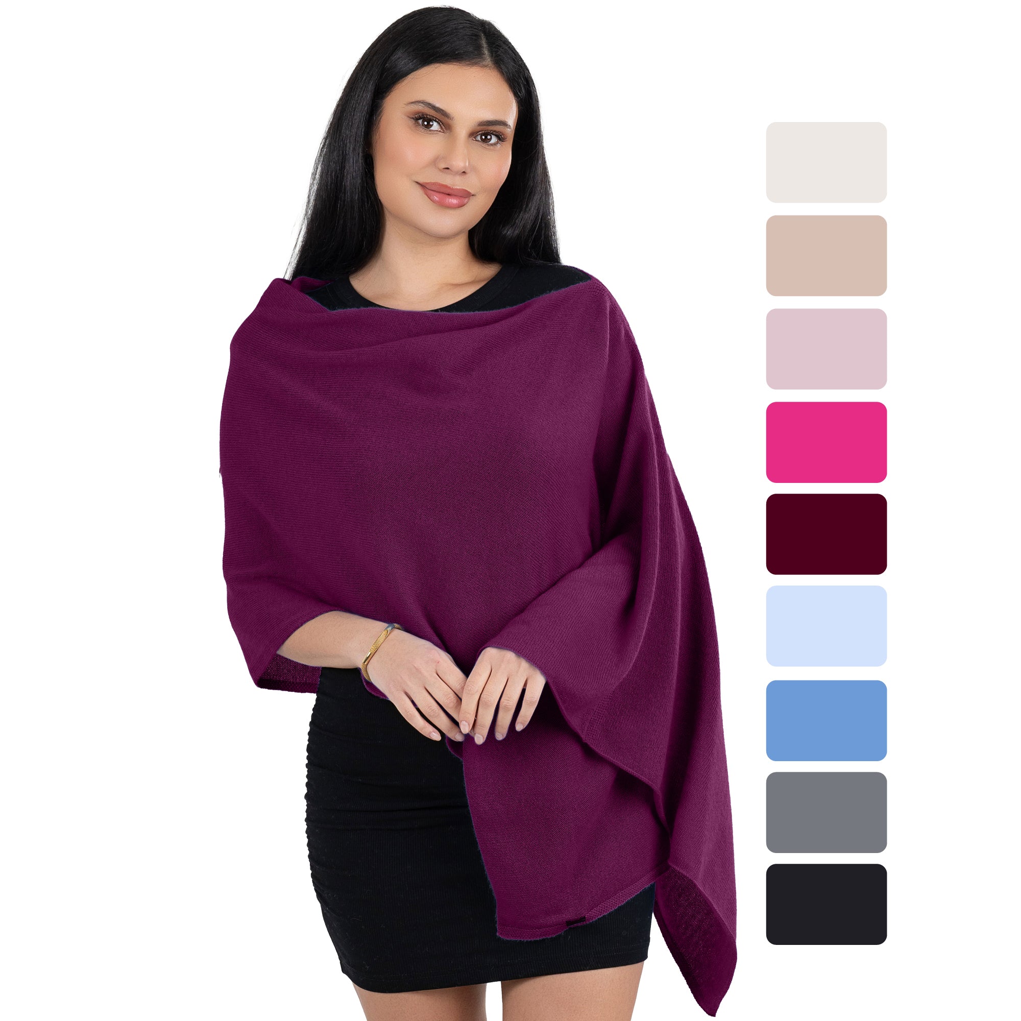 Cashmere Knitted Poncho By Velanio Cashmere - 100% Mongolian Cashmere Dress Topper For Women Wrap [Gift Box]