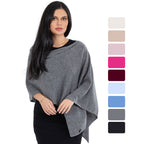 Cashmere Knitted Poncho By Velanio Cashmere - 100% Mongolian Cashmere Dress Topper For Women Wrap [Gift Box]