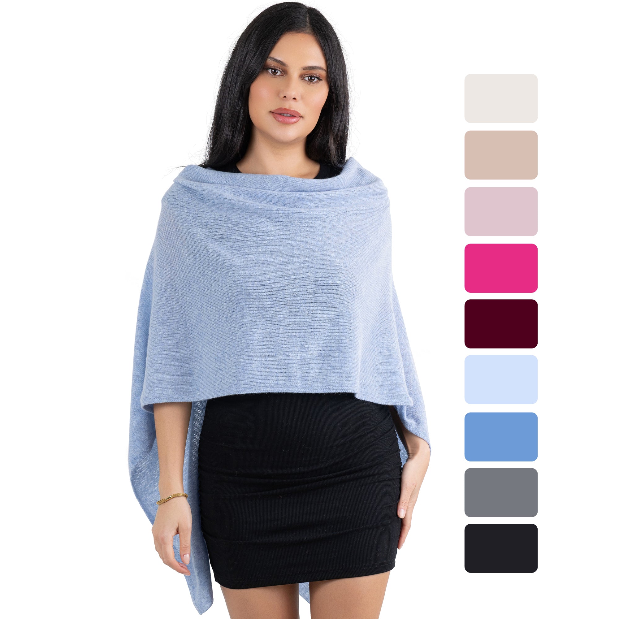 Cashmere Knitted Poncho By Velanio Cashmere - 100% Mongolian Cashmere Dress Topper For Women Wrap [Gift Box]