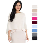 Cashmere Knitted Poncho By Velanio Cashmere - 100% Mongolian Cashmere Dress Topper For Women Wrap [Gift Box]