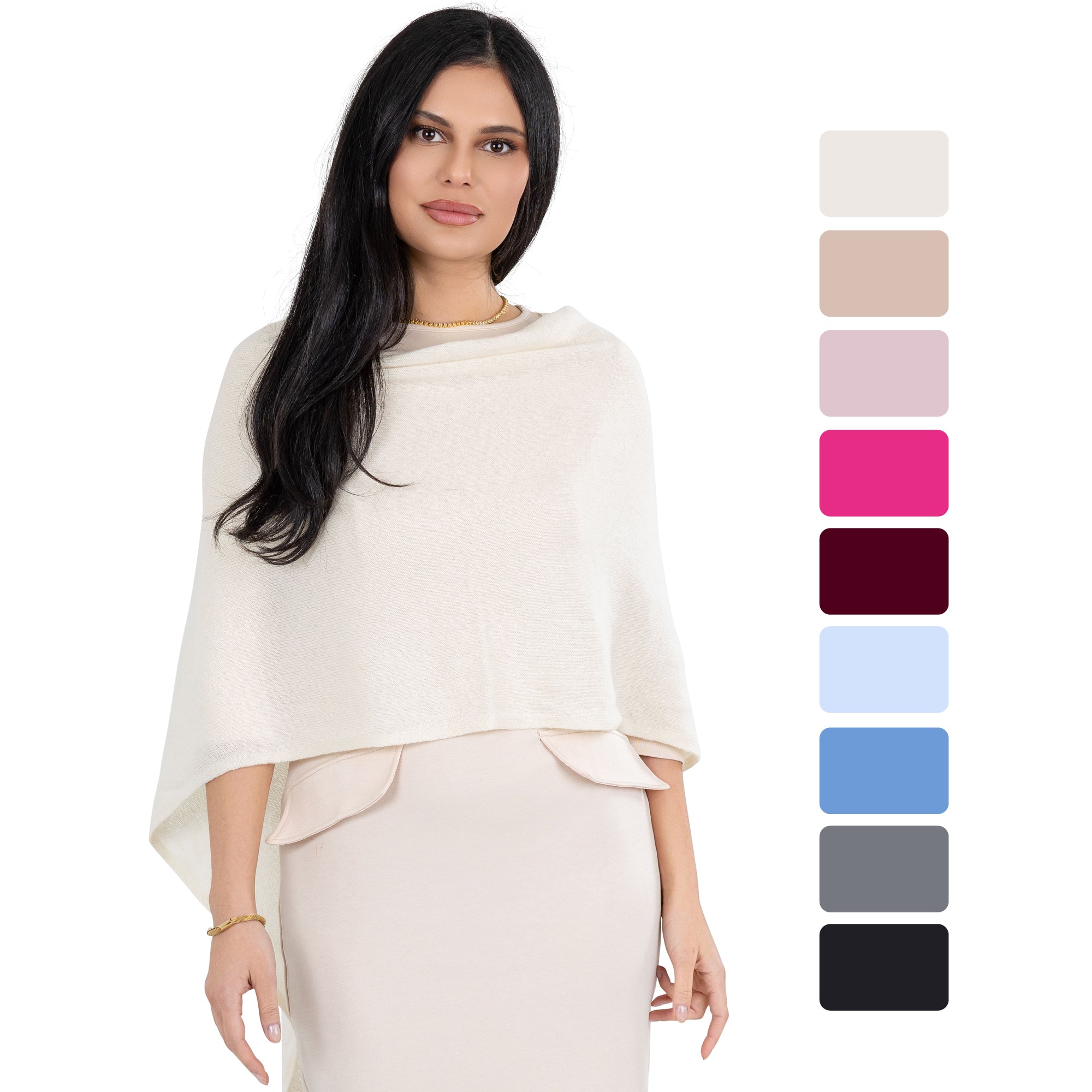 Cashmere Knitted Poncho By Velanio Cashmere - 100% Mongolian Cashmere Dress Topper For Women Wrap [Gift Box]