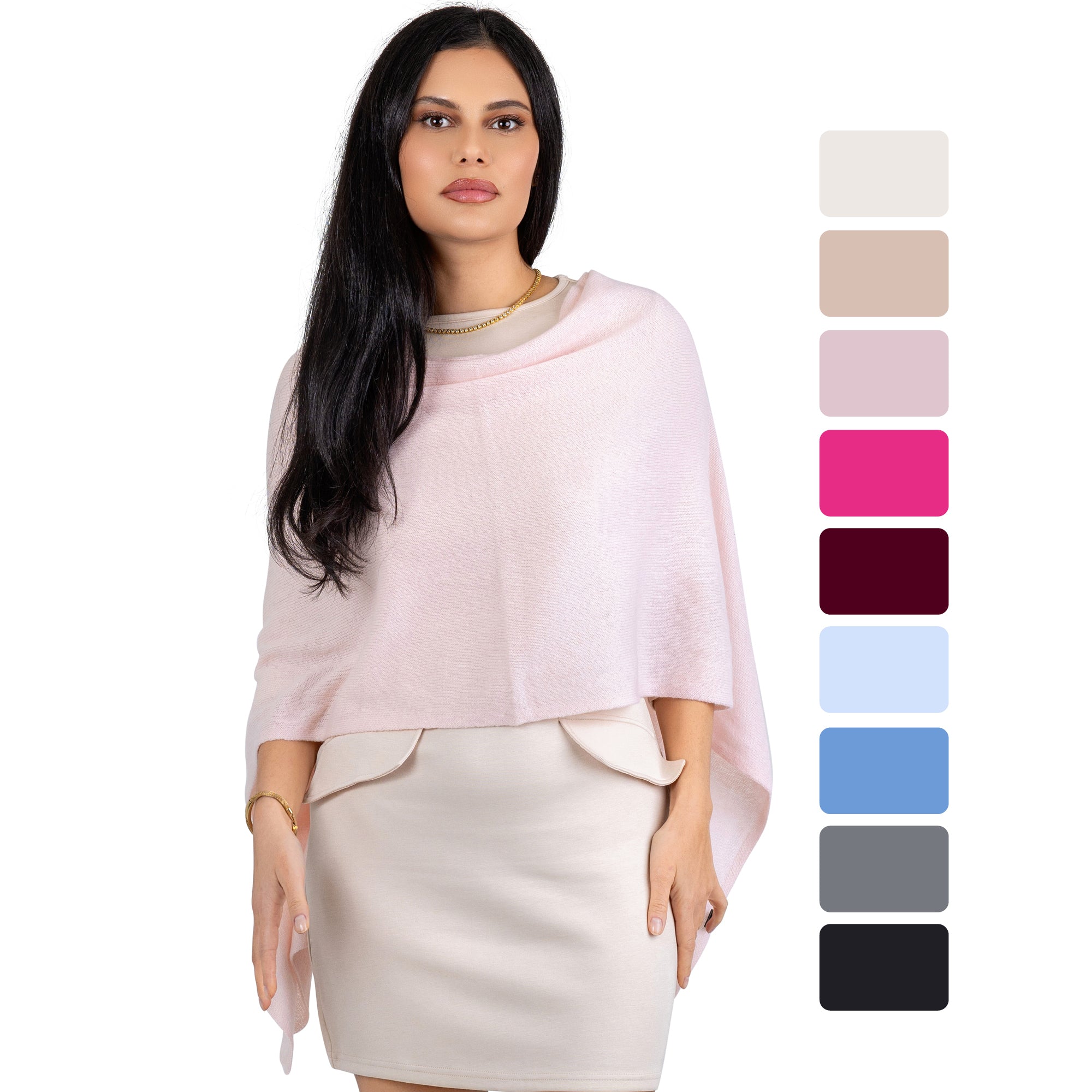 Cashmere Knitted Poncho By Velanio Cashmere - 100% Mongolian Cashmere Dress Topper For Women Wrap [Gift Box]