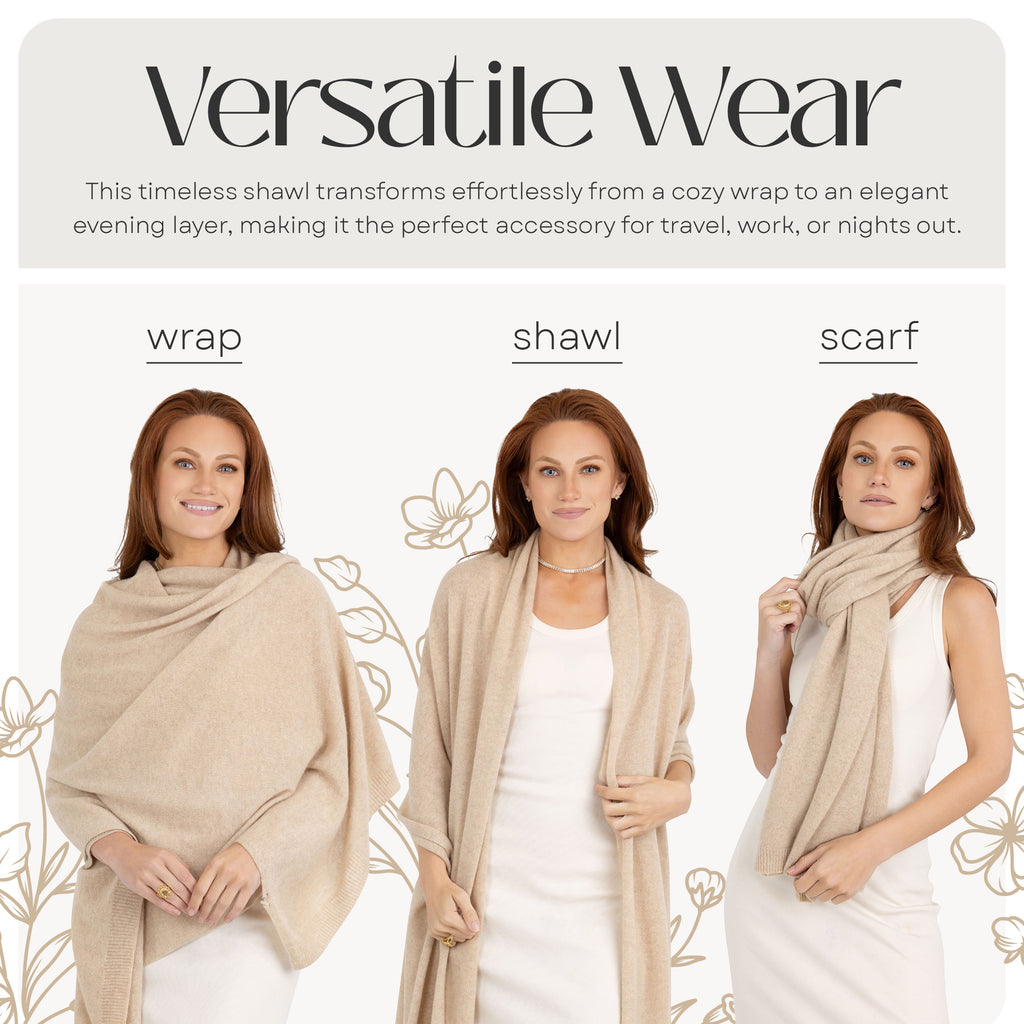 100% Cashmere Knitted Wrap Shawl Extra Large Scarf Stole