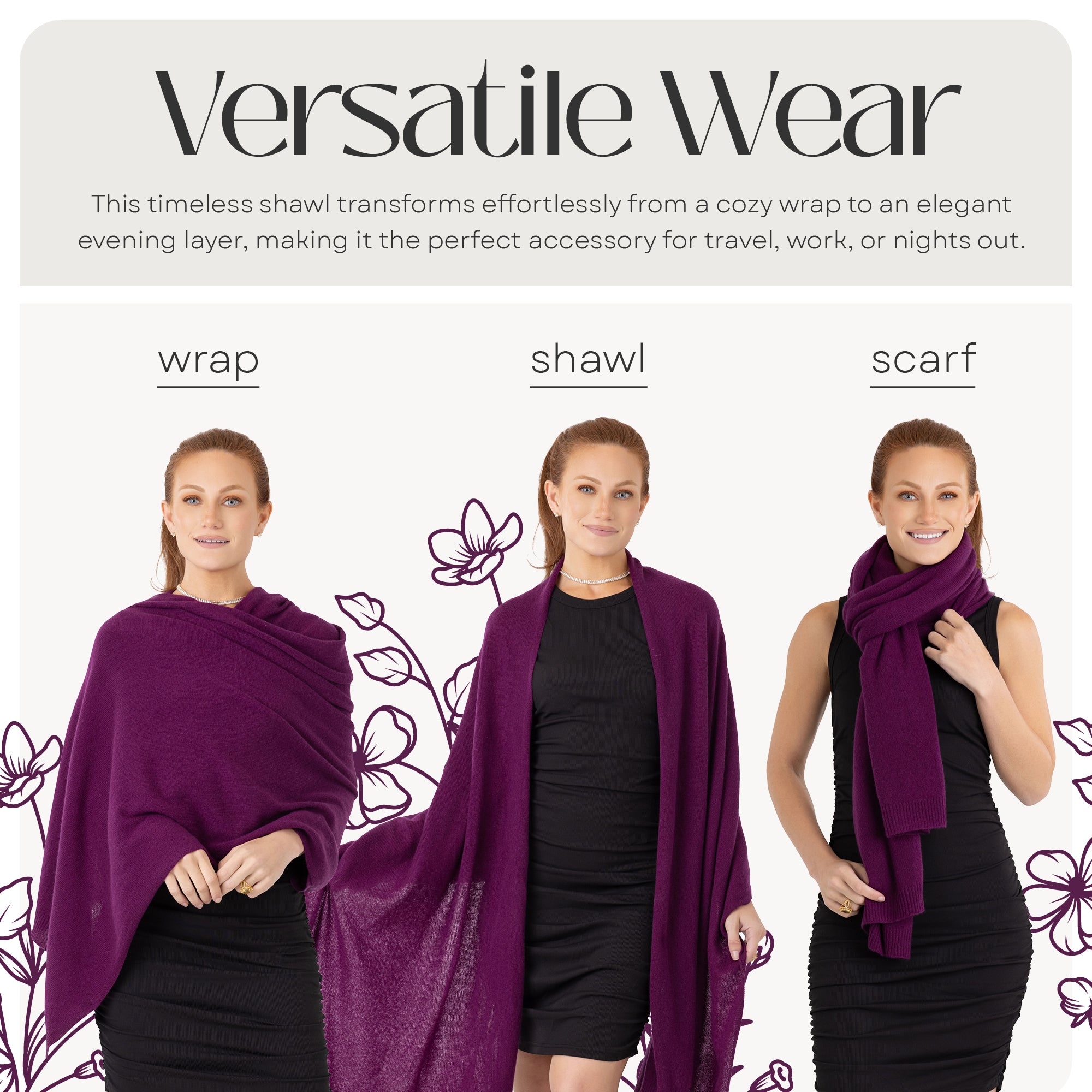 100% Cashmere Knitted Wrap Shawl Extra Large Scarf Stole
