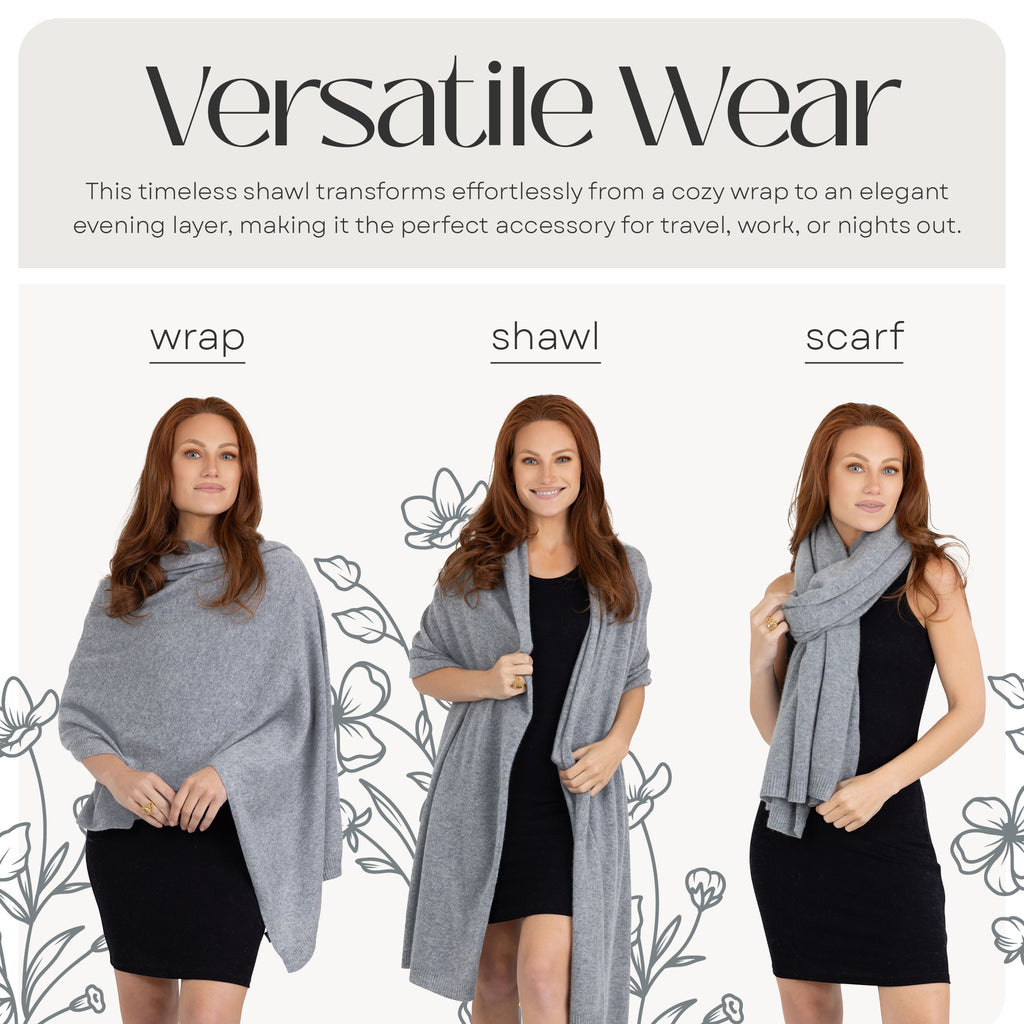100% Cashmere Knitted Wrap Shawl Extra Large Scarf Stole