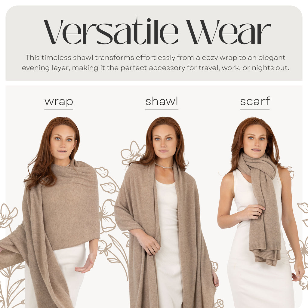 100% Cashmere Knitted Wrap Shawl Extra Large Scarf Stole