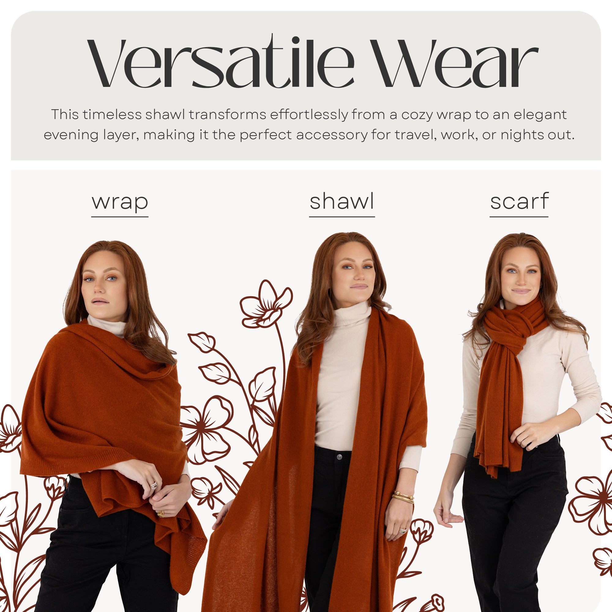 100% Cashmere Knitted Wrap Shawl Extra Large Scarf Stole
