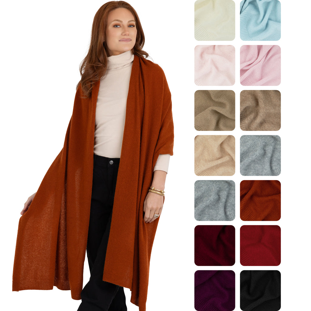 100% Cashmere Knitted Wrap Shawl Extra Large Scarf Stole