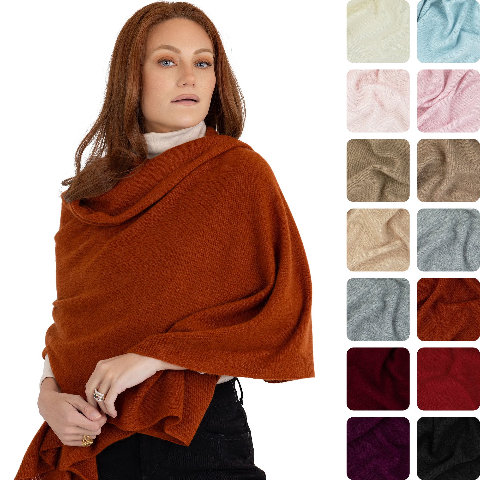 100% Cashmere Knitted Wrap Shawl Extra Large Scarf Stole