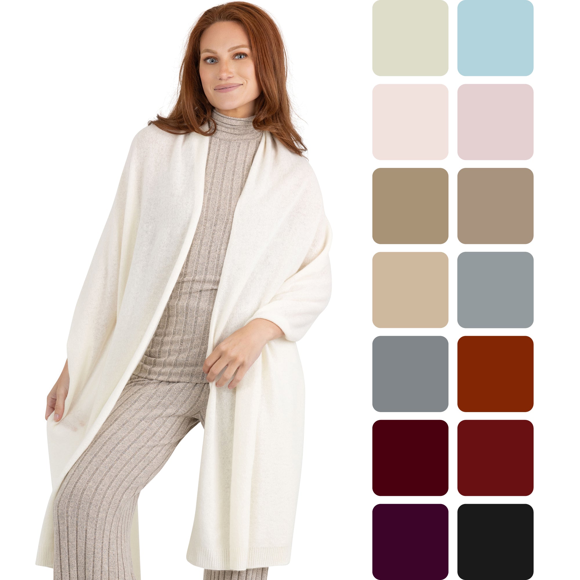 100% Cashmere Knitted Wrap Shawl Extra Large Scarf Stole