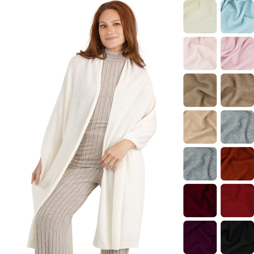 100% Cashmere Knitted Wrap Shawl Extra Large Scarf Stole