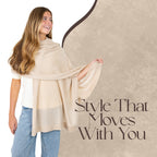 Velanio Cashmere Luxury Knitted Wrap Travel Shawl Scarf, Pashmina Stole, All-Season Scarf for Women Cashmere Wool Blend
