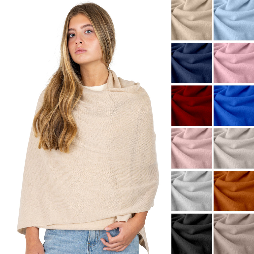 Velanio Cashmere Luxury Knitted Wrap Travel Shawl Scarf, Pashmina Stole, All-Season Scarf for Women Cashmere Wool Blend
