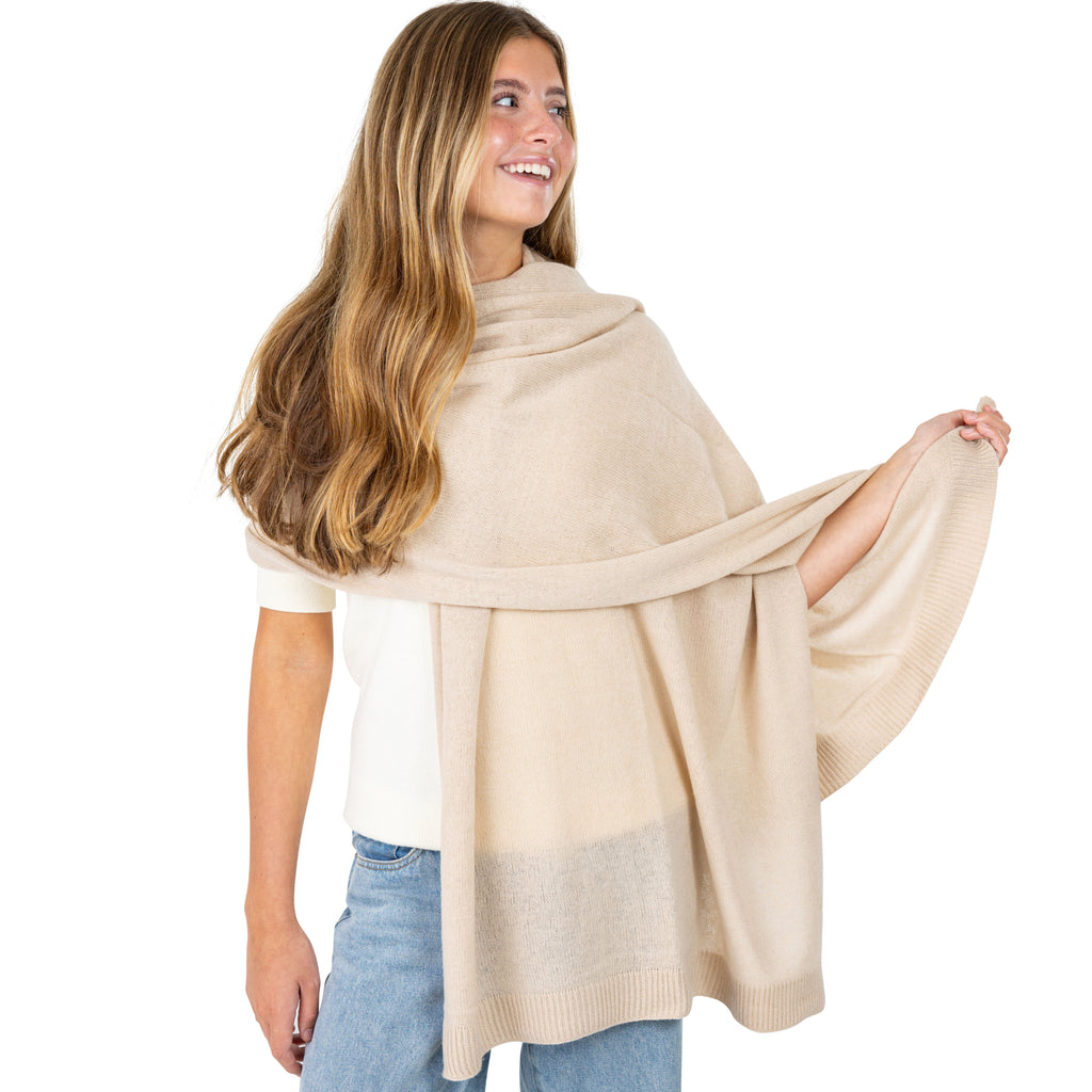 Velanio Cashmere Luxury Knitted Wrap Travel Shawl Scarf, Pashmina Stole, All-Season Scarf for Women Cashmere Wool Blend