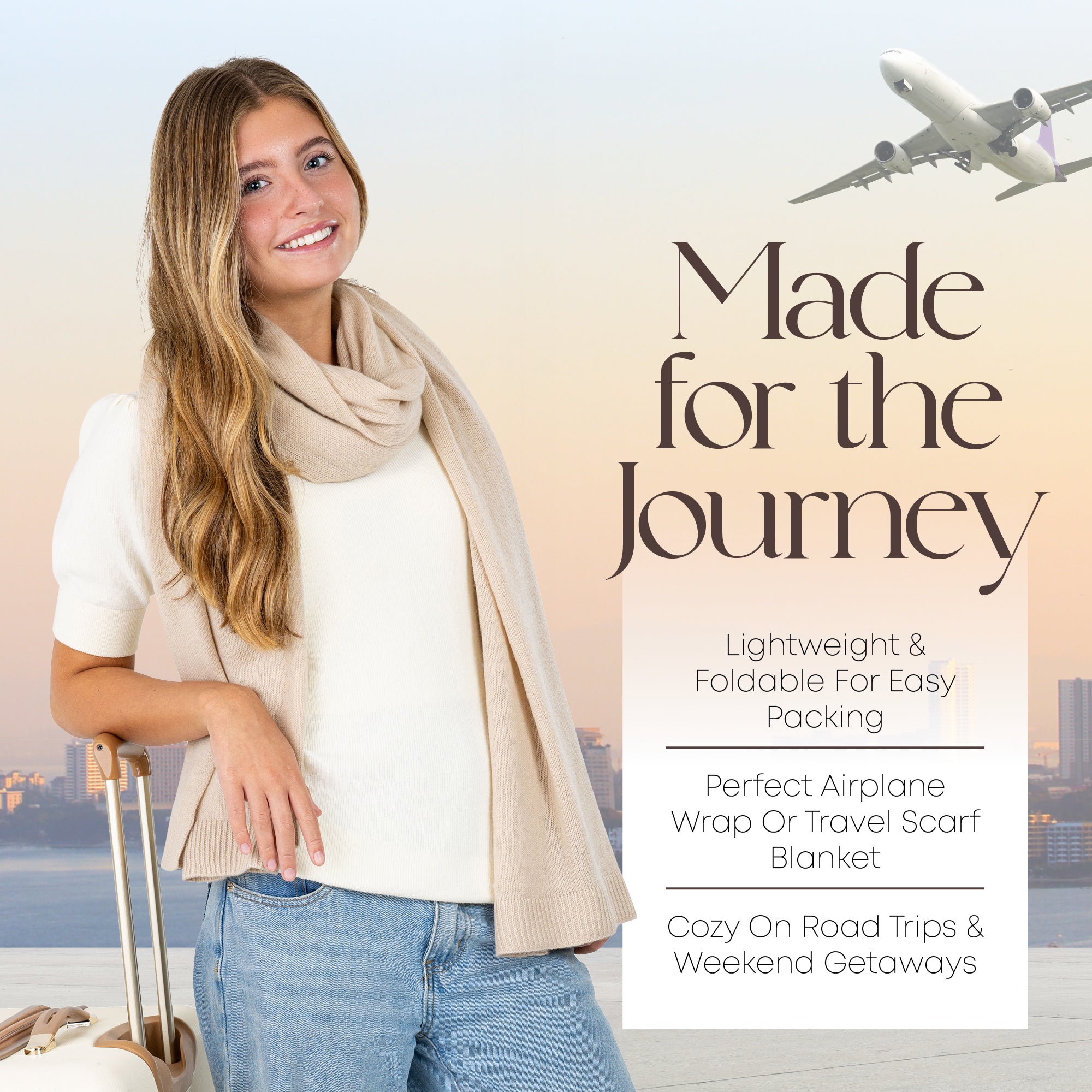 Velanio Cashmere Luxury Knitted Wrap Travel Shawl Scarf, Pashmina Stole, All-Season Scarf for Women Cashmere Wool Blend
