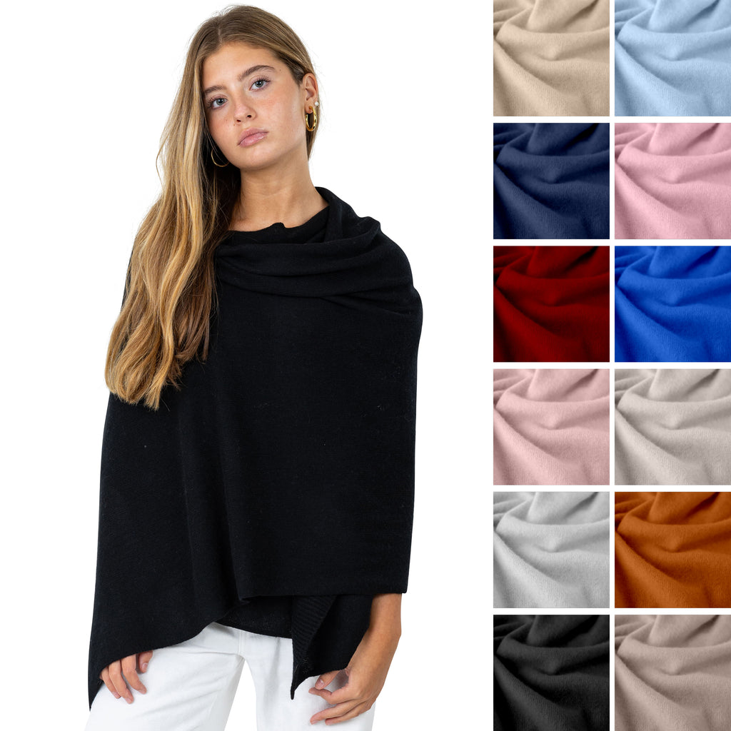 Velanio Cashmere Luxury Knitted Wrap Travel Shawl Scarf, Pashmina Stole, All-Season Scarf for Women Cashmere Wool Blend