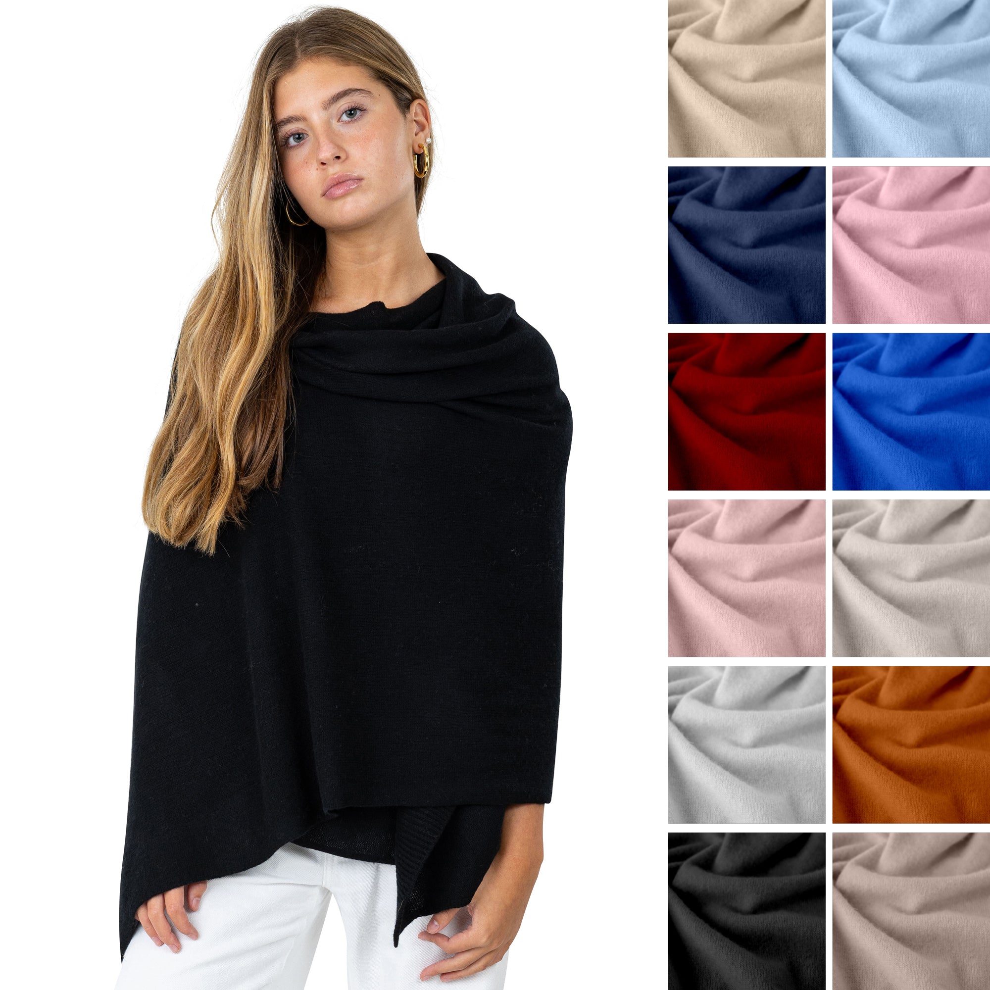 Velanio Cashmere Luxury Knitted Wrap Travel Shawl Scarf, Pashmina Stole, All-Season Scarf for Women Cashmere Wool Blend
