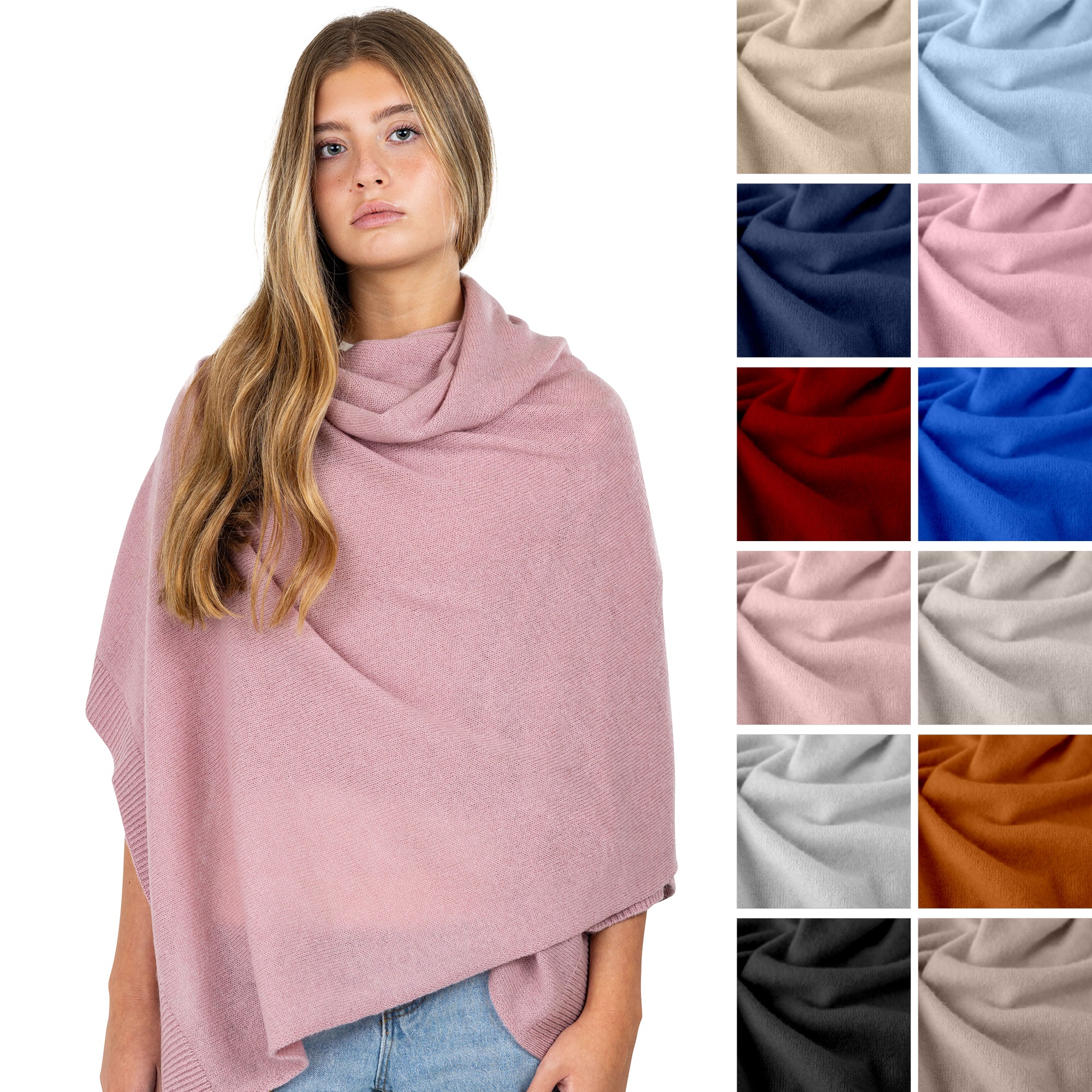 Velanio Cashmere Luxury Knitted Wrap Travel Shawl Scarf, Pashmina Stole, All-Season Scarf for Women Cashmere Wool Blend