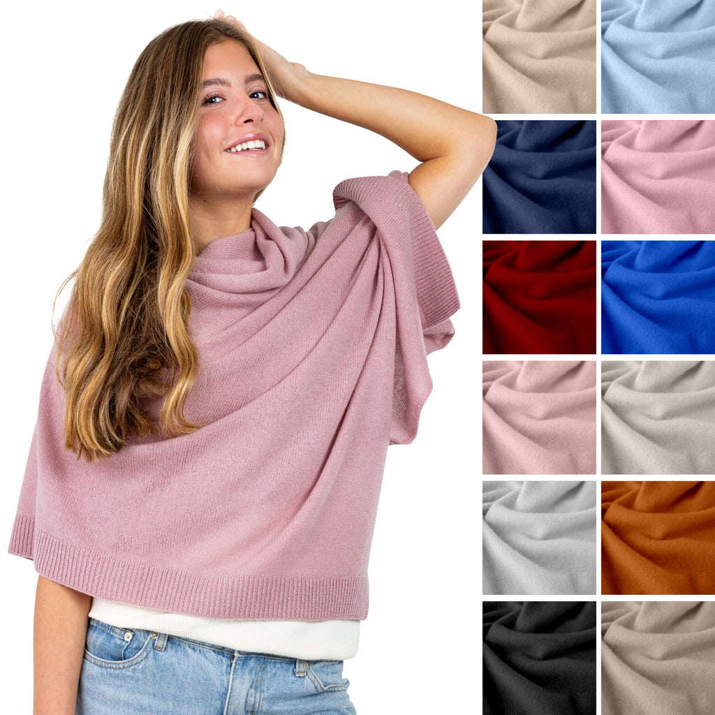 Velanio Cashmere Luxury Knitted Wrap Travel Shawl Scarf, Pashmina Stole, All-Season Scarf for Women Cashmere Wool Blend