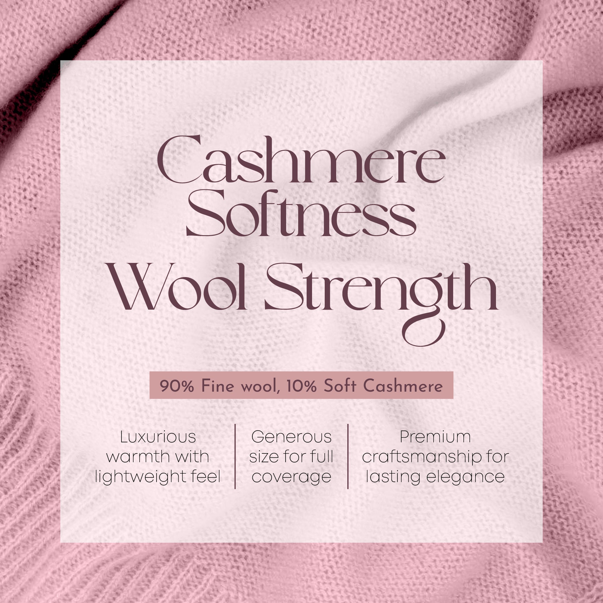 Velanio Cashmere Luxury Knitted Wrap Travel Shawl Scarf, Pashmina Stole, All-Season Scarf for Women Cashmere Wool Blend