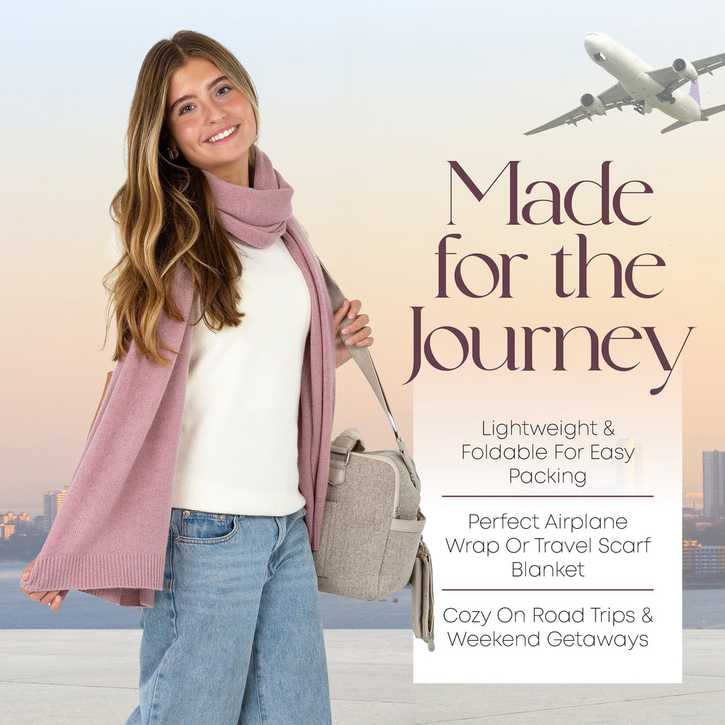 Velanio Cashmere Luxury Knitted Wrap Travel Shawl Scarf, Pashmina Stole, All-Season Scarf for Women Cashmere Wool Blend