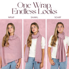 Velanio Cashmere Luxury Knitted Wrap Travel Shawl Scarf, Pashmina Stole, All-Season Scarf for Women Cashmere Wool Blend