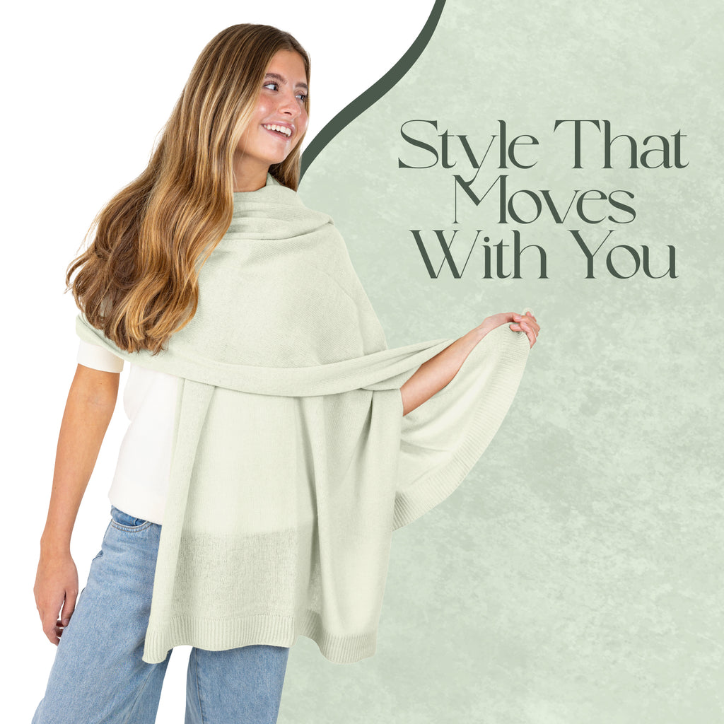 Velanio Cashmere Luxury Knitted Wrap Travel Shawl Scarf, Pashmina Stole, All-Season Scarf for Women Cashmere Wool Blend