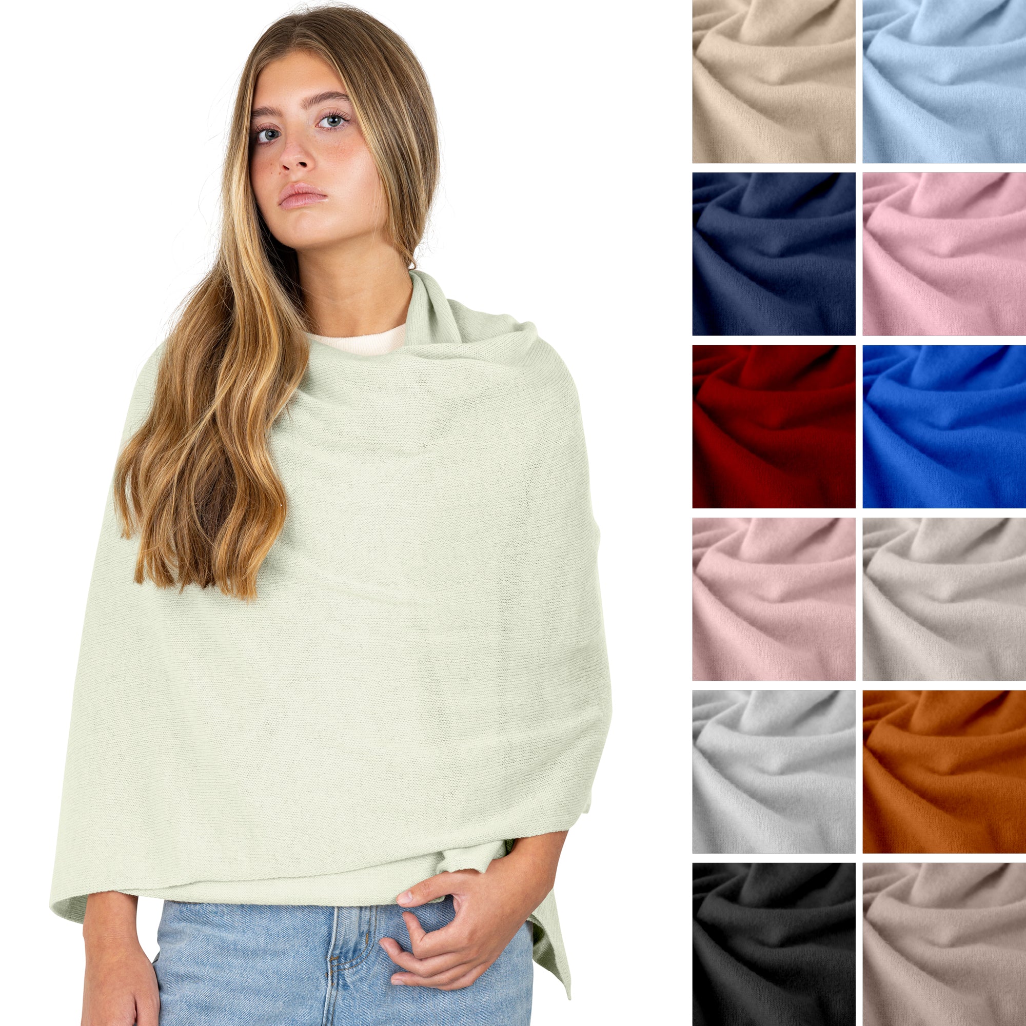 Velanio Cashmere Luxury Knitted Wrap Travel Shawl Scarf, Pashmina Stole, All-Season Scarf for Women Cashmere Wool Blend