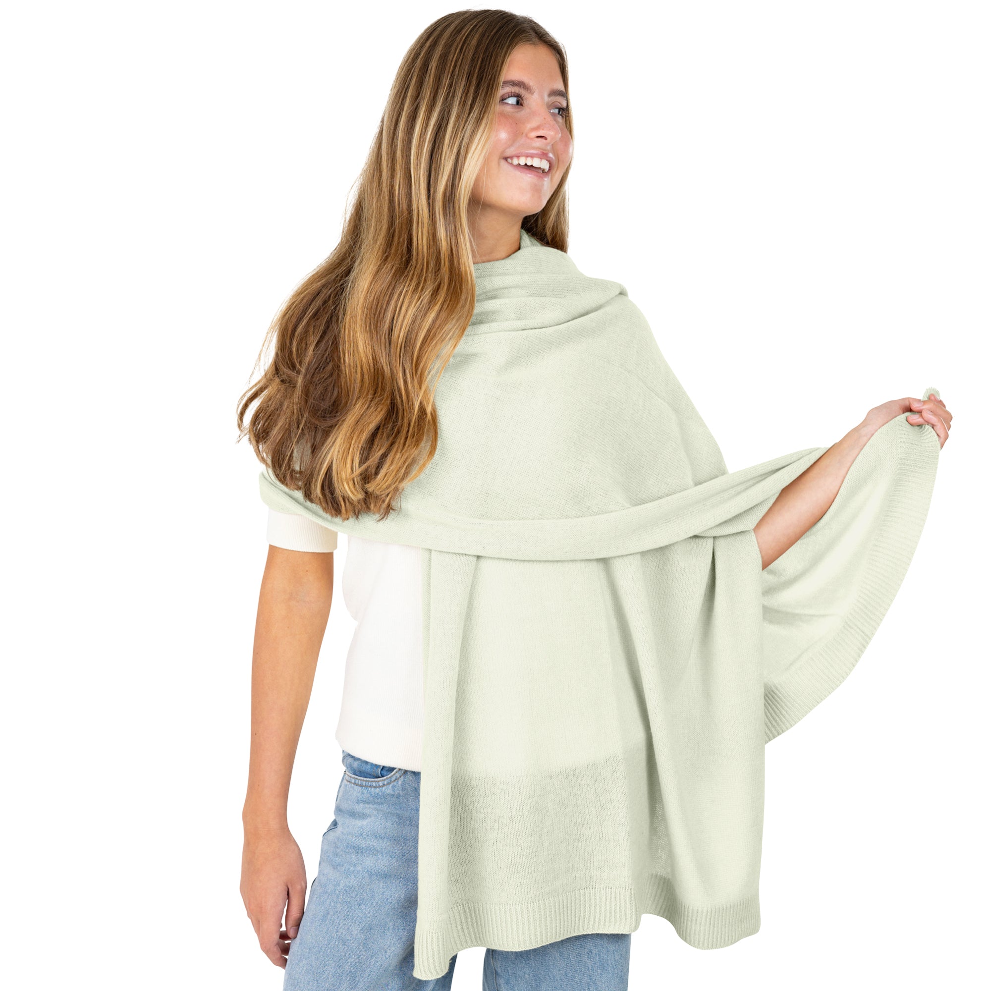 Velanio Cashmere Luxury Knitted Wrap Travel Shawl Scarf, Pashmina Stole, All-Season Scarf for Women Cashmere Wool Blend