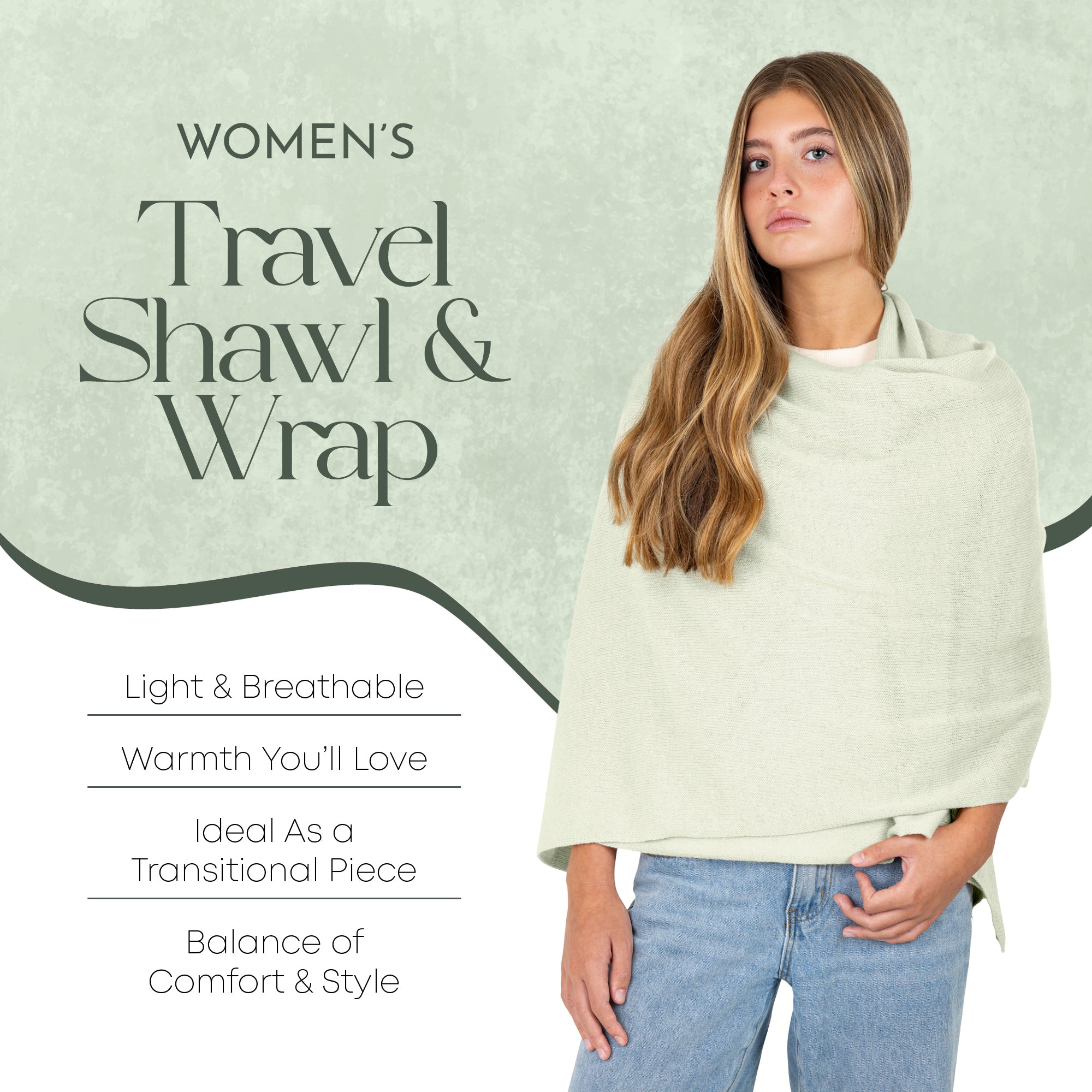 Velanio Cashmere Luxury Knitted Wrap Travel Shawl Scarf, Pashmina Stole, All-Season Scarf for Women Cashmere Wool Blend