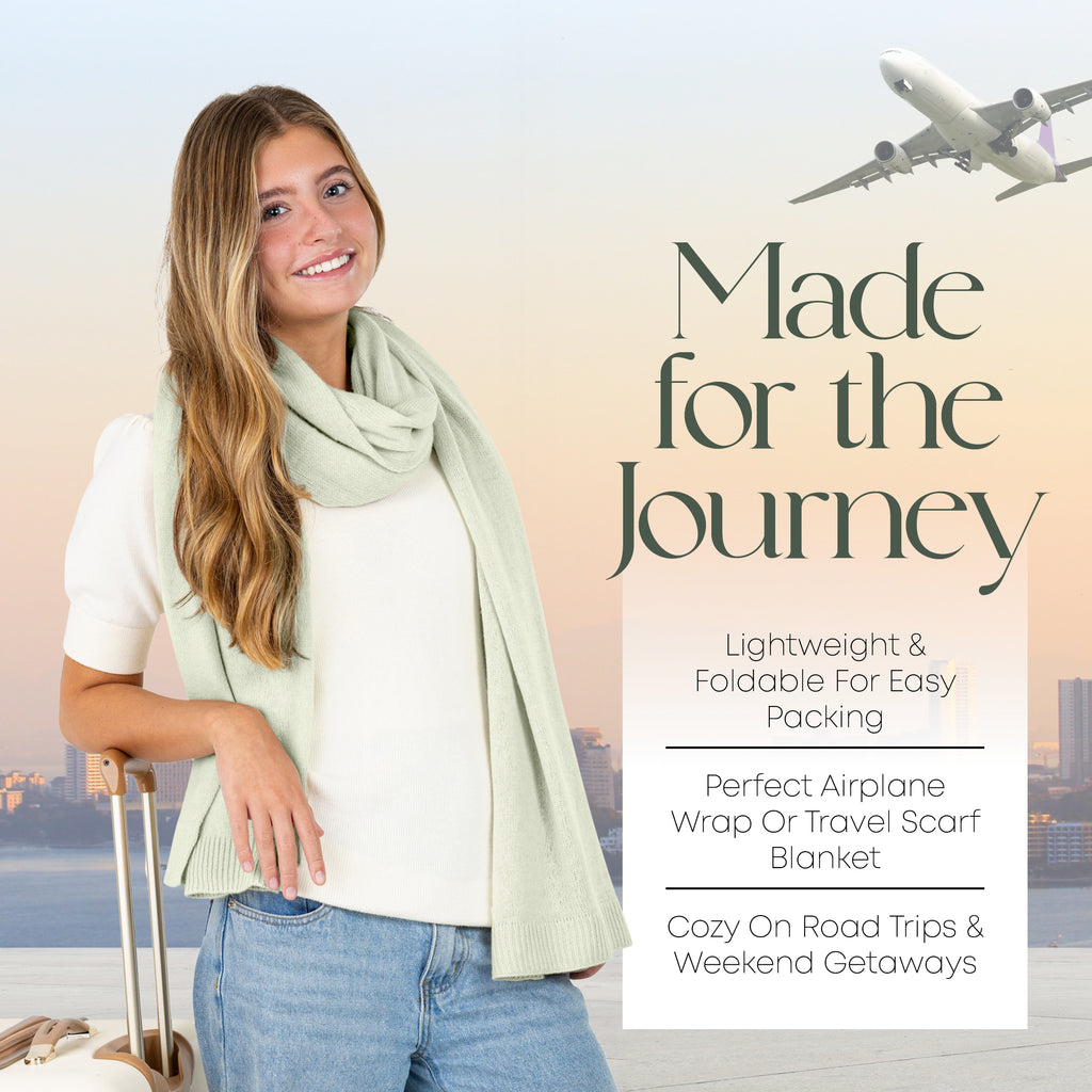 Velanio Cashmere Luxury Knitted Wrap Travel Shawl Scarf, Pashmina Stole, All-Season Scarf for Women Cashmere Wool Blend