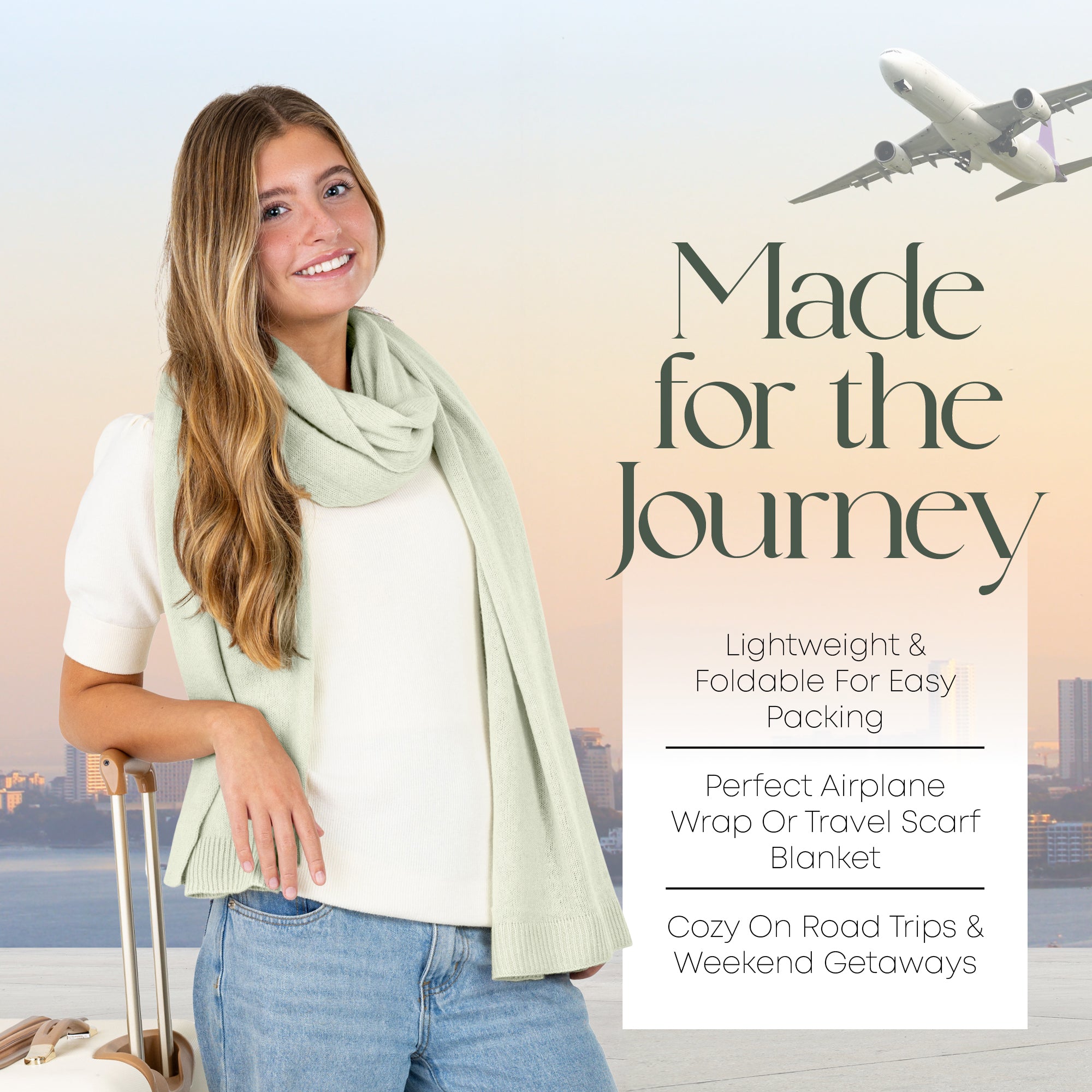 Velanio Cashmere Luxury Knitted Wrap Travel Shawl Scarf, Pashmina Stole, All-Season Scarf for Women Cashmere Wool Blend