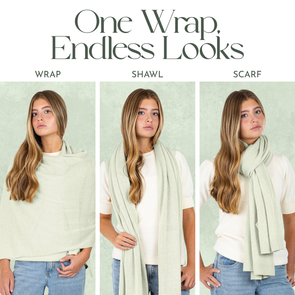 Velanio Cashmere Luxury Knitted Wrap Travel Shawl Scarf, Pashmina Stole, All-Season Scarf for Women Cashmere Wool Blend