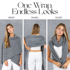 Velanio Cashmere Luxury Knitted Wrap Travel Shawl Scarf, Pashmina Stole, All-Season Scarf for Women Cashmere Wool Blend