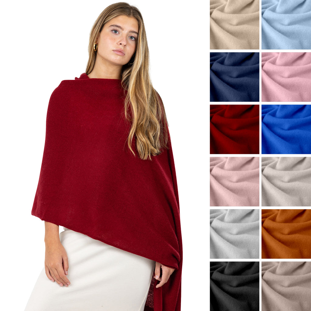 Velanio Cashmere Luxury Knitted Wrap Travel Shawl Scarf, Pashmina Stole, All-Season Scarf for Women Cashmere Wool Blend