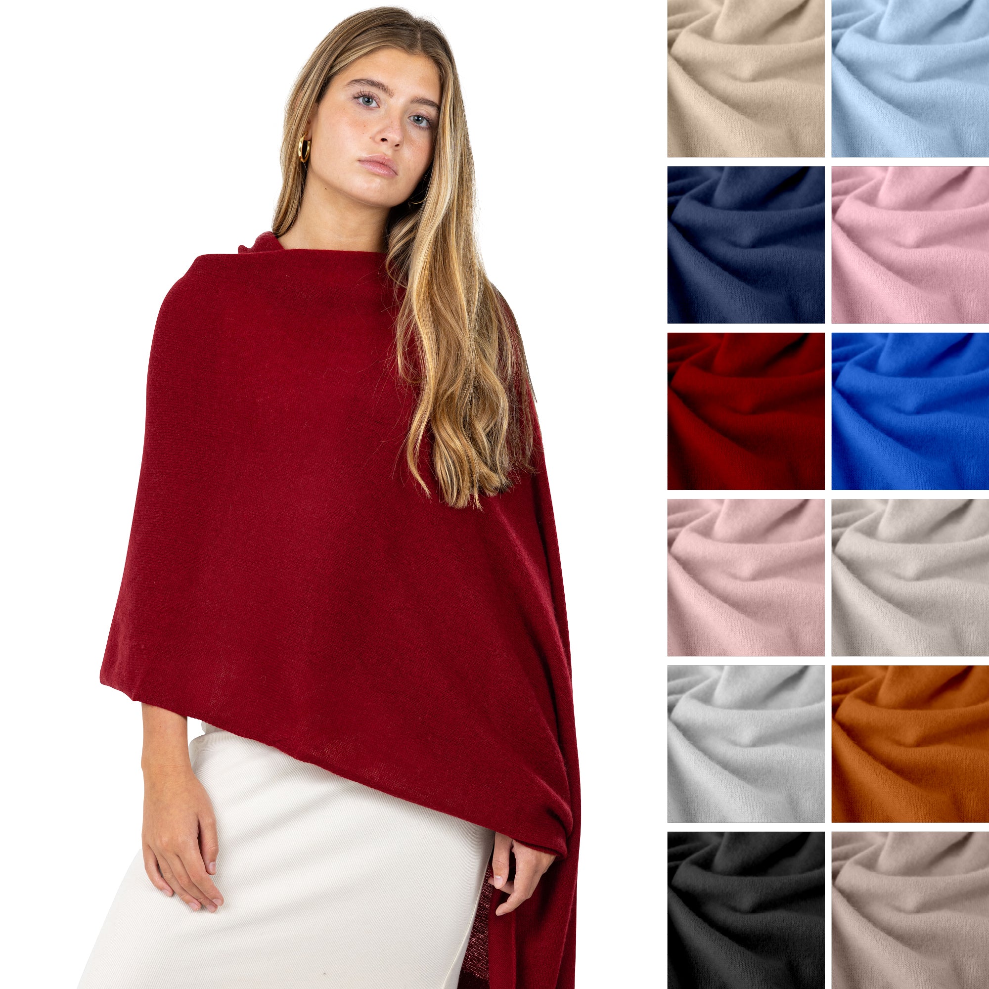 Velanio Cashmere Luxury Knitted Wrap Travel Shawl Scarf, Pashmina Stole, All-Season Scarf for Women Cashmere Wool Blend