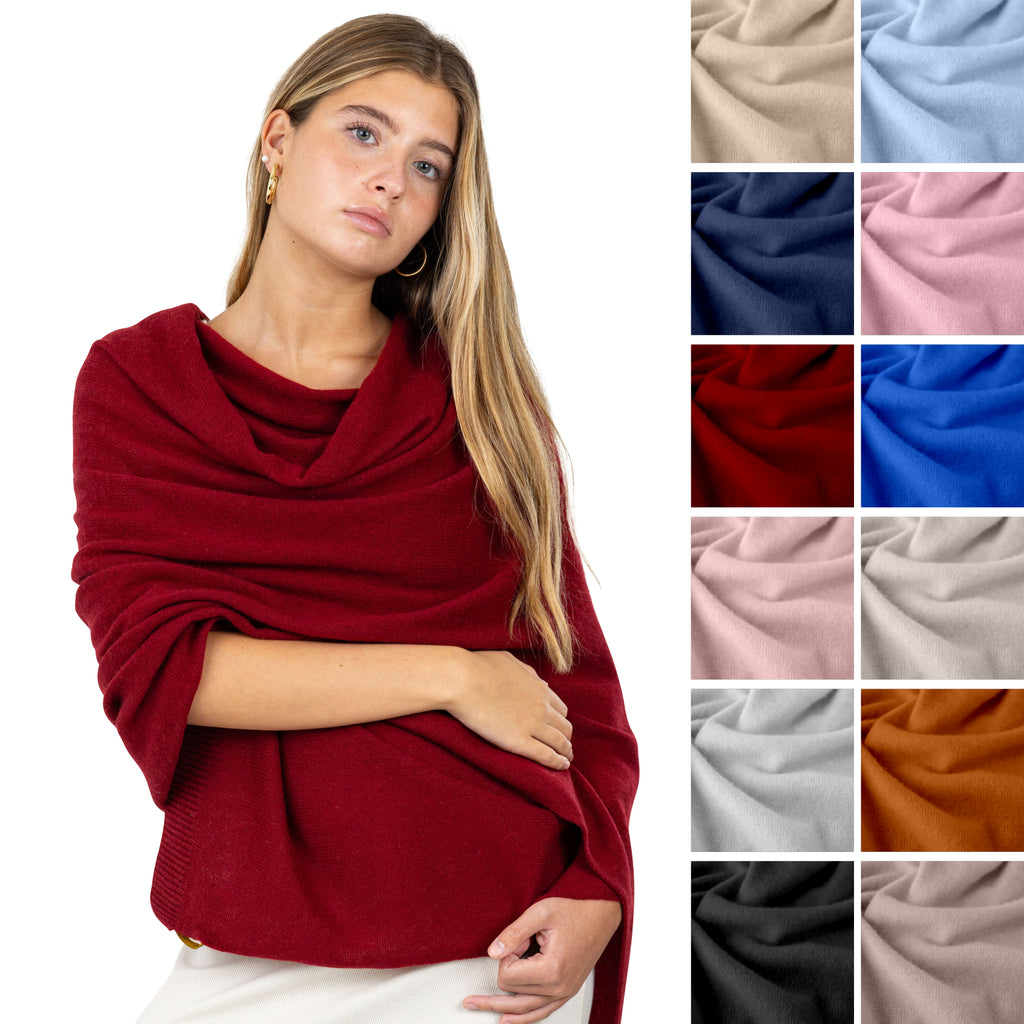 Velanio Cashmere Luxury Knitted Wrap Travel Shawl Scarf, Pashmina Stole, All-Season Scarf for Women Cashmere Wool Blend